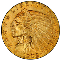 $2.50 Indian Head Gold XF 