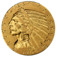 $5 Indian Head Gold XF 